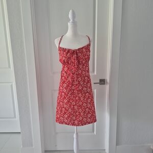 Red Floral Tie-Front Sundress